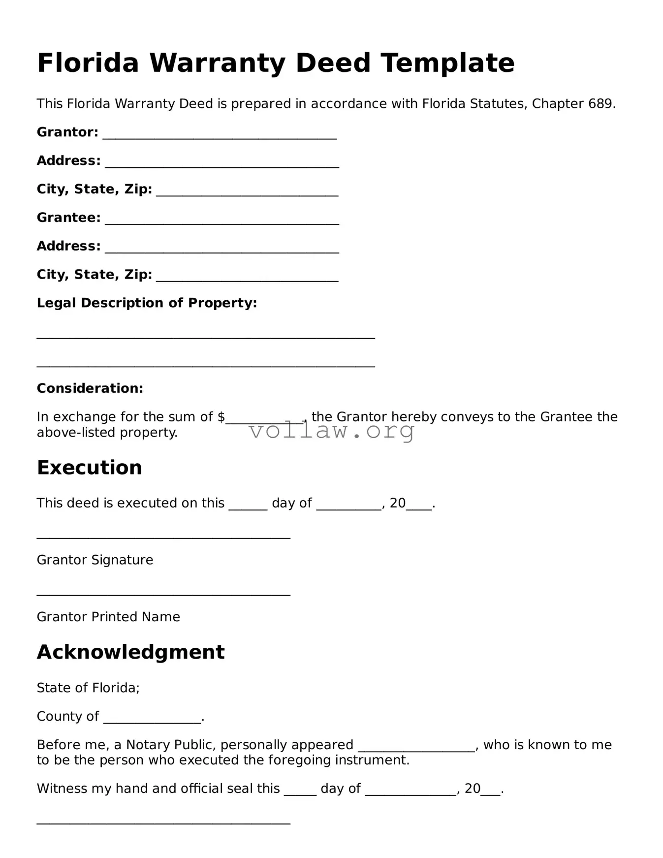Attorney-Verified  Deed Form for Florida