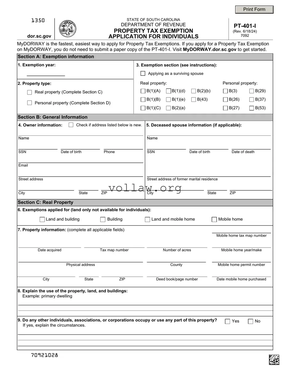 South Carolina Pt 401 Template