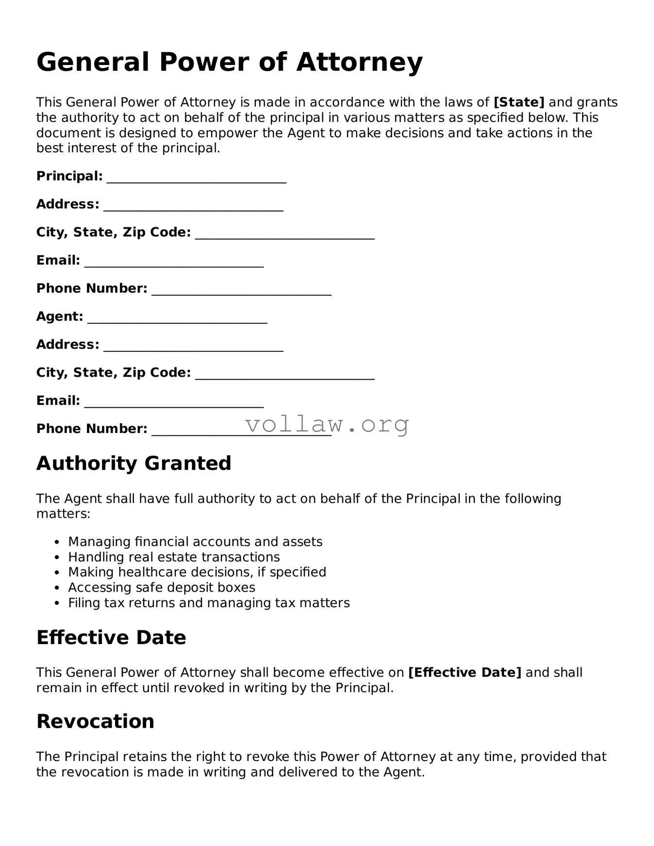 Free General Power of Attorney Form