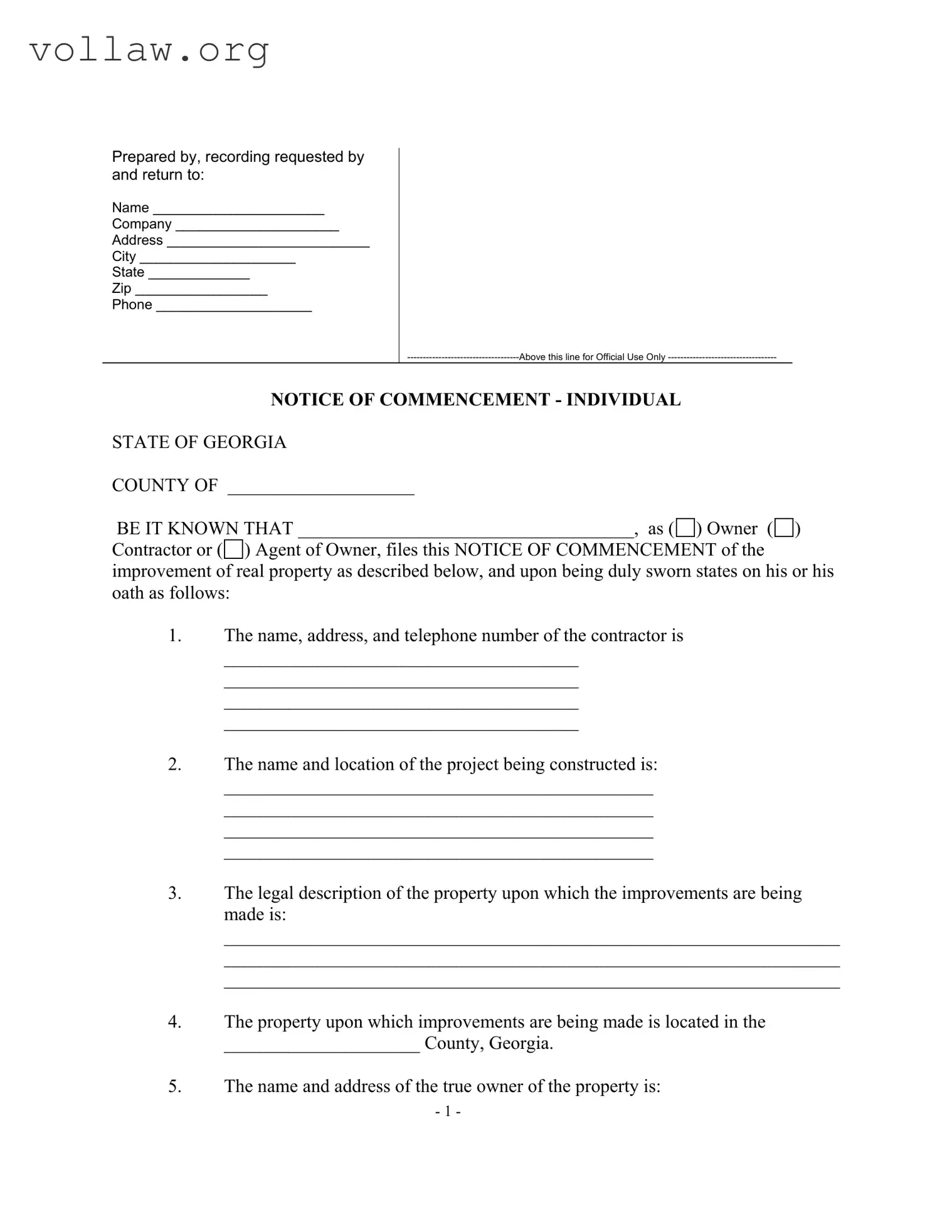 Georgia Notice Template