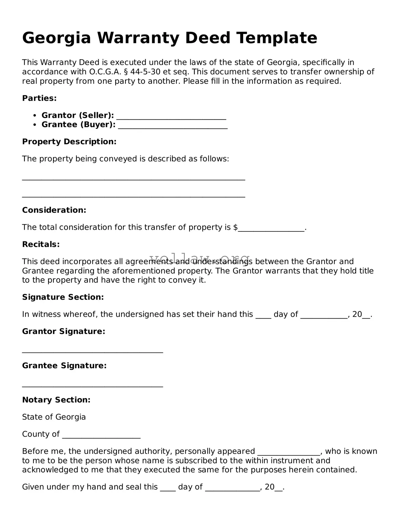 Attorney-Verified  Deed Form for Georgia