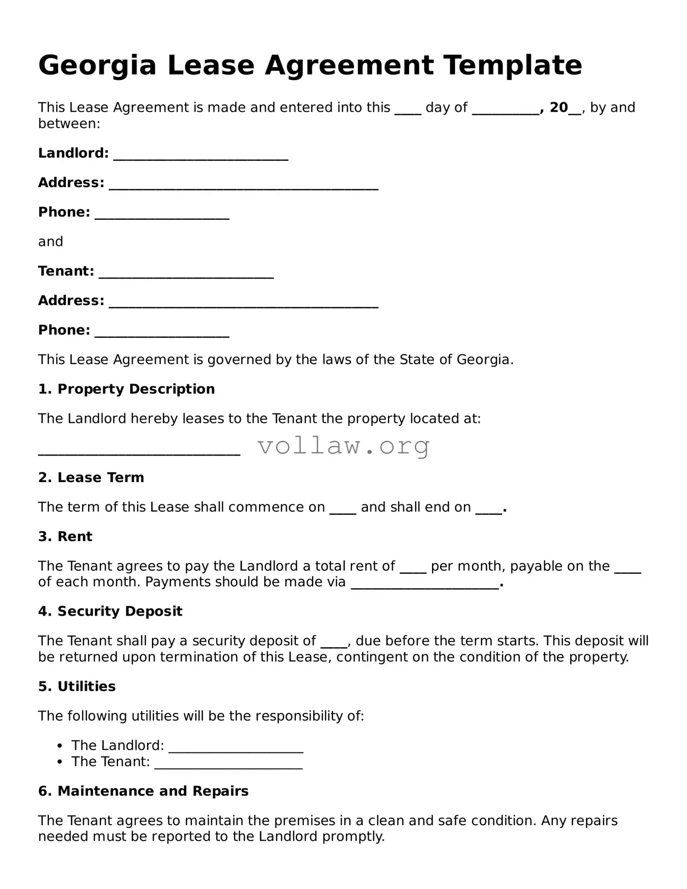 Attorney-Verified  Lease Agreement Form for Georgia