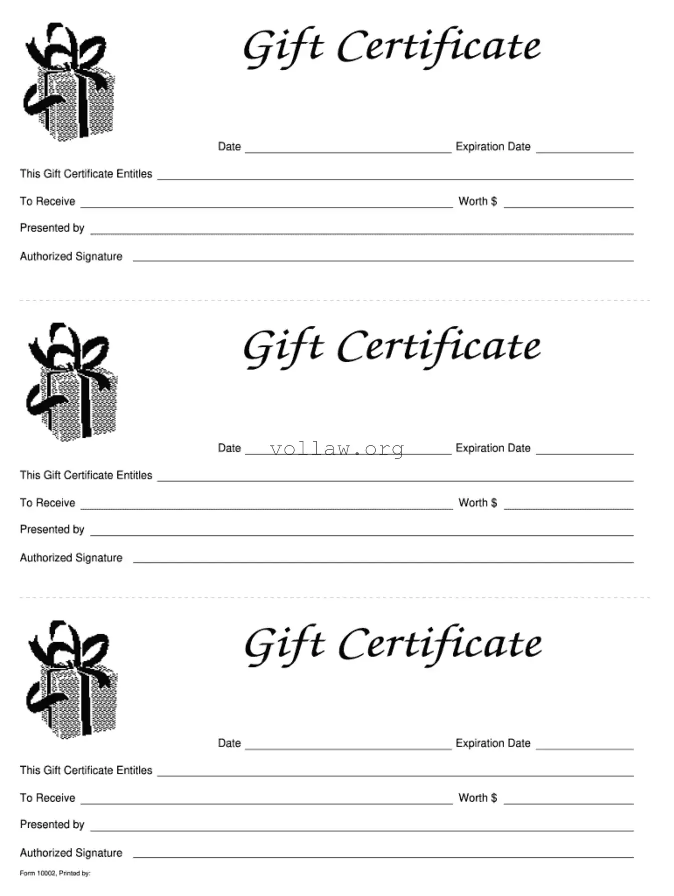 Gift Certificate Template