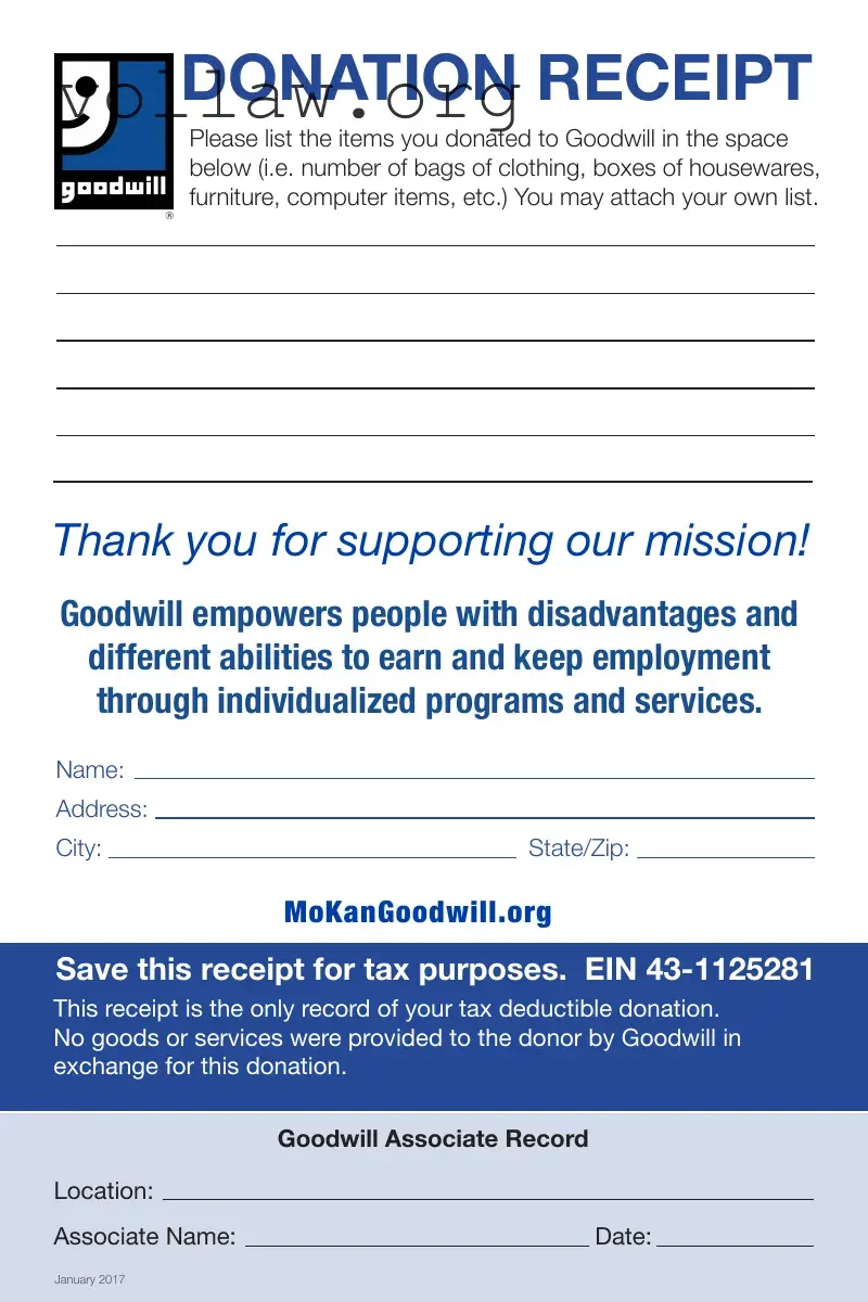 For Goodwill Donated Goods Template