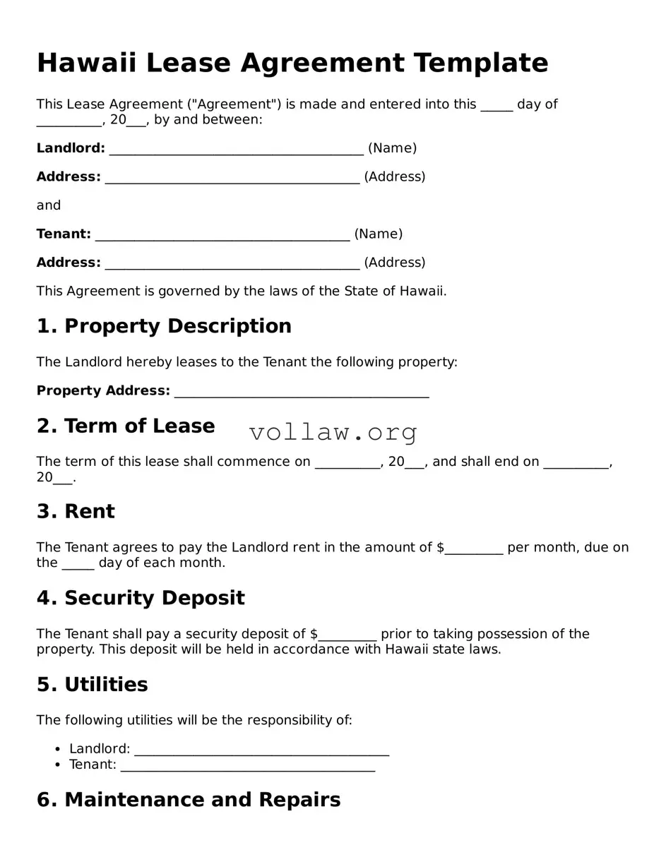 Attorney-Verified  Lease Agreement Form for Hawaii