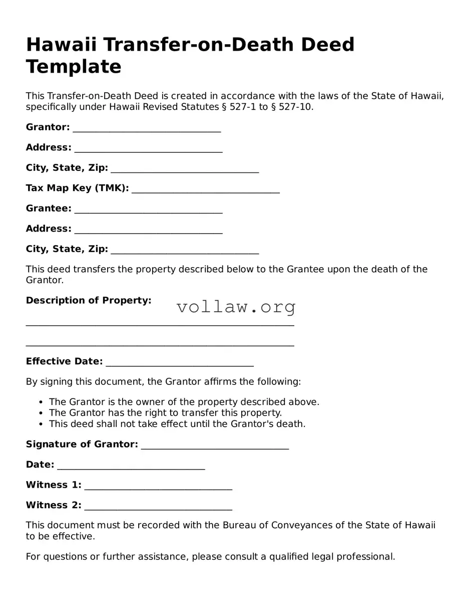 Attorney-Verified  Transfer-on-Death Deed Form for Hawaii
