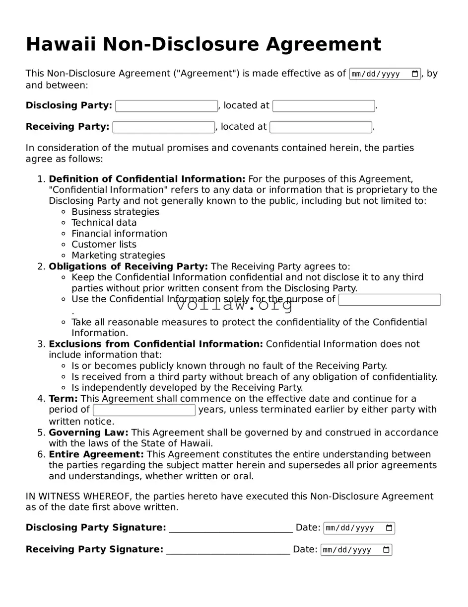 Attorney-Verified  Non-disclosure Agreement Form for Hawaii