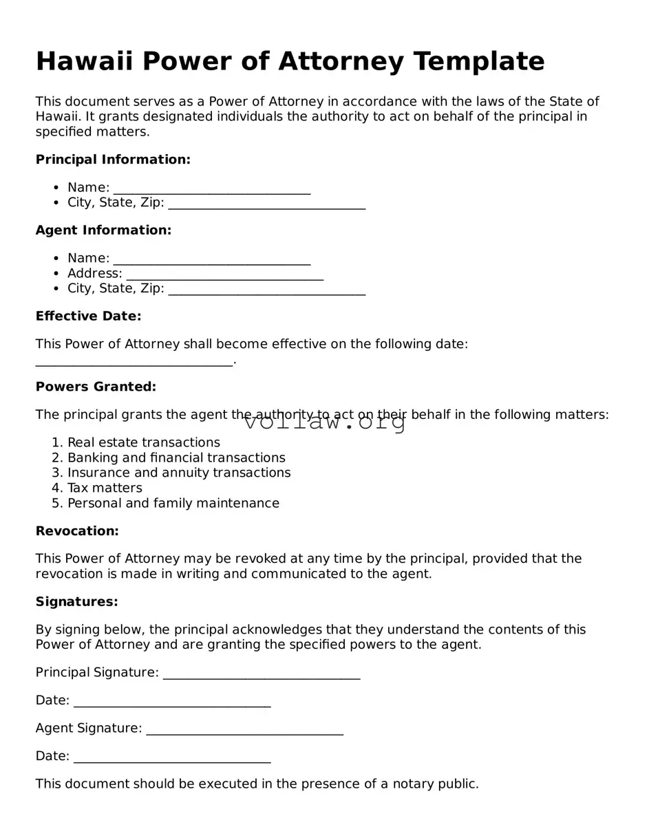 Attorney-Verified  Power of Attorney Form for Hawaii