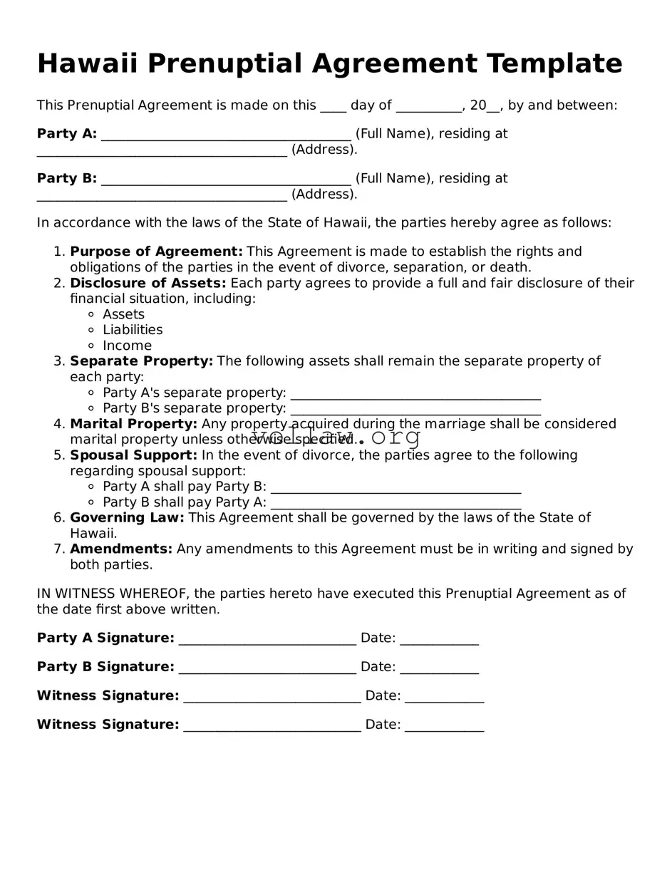 Attorney-Verified  Prenuptial Agreement Form for Hawaii