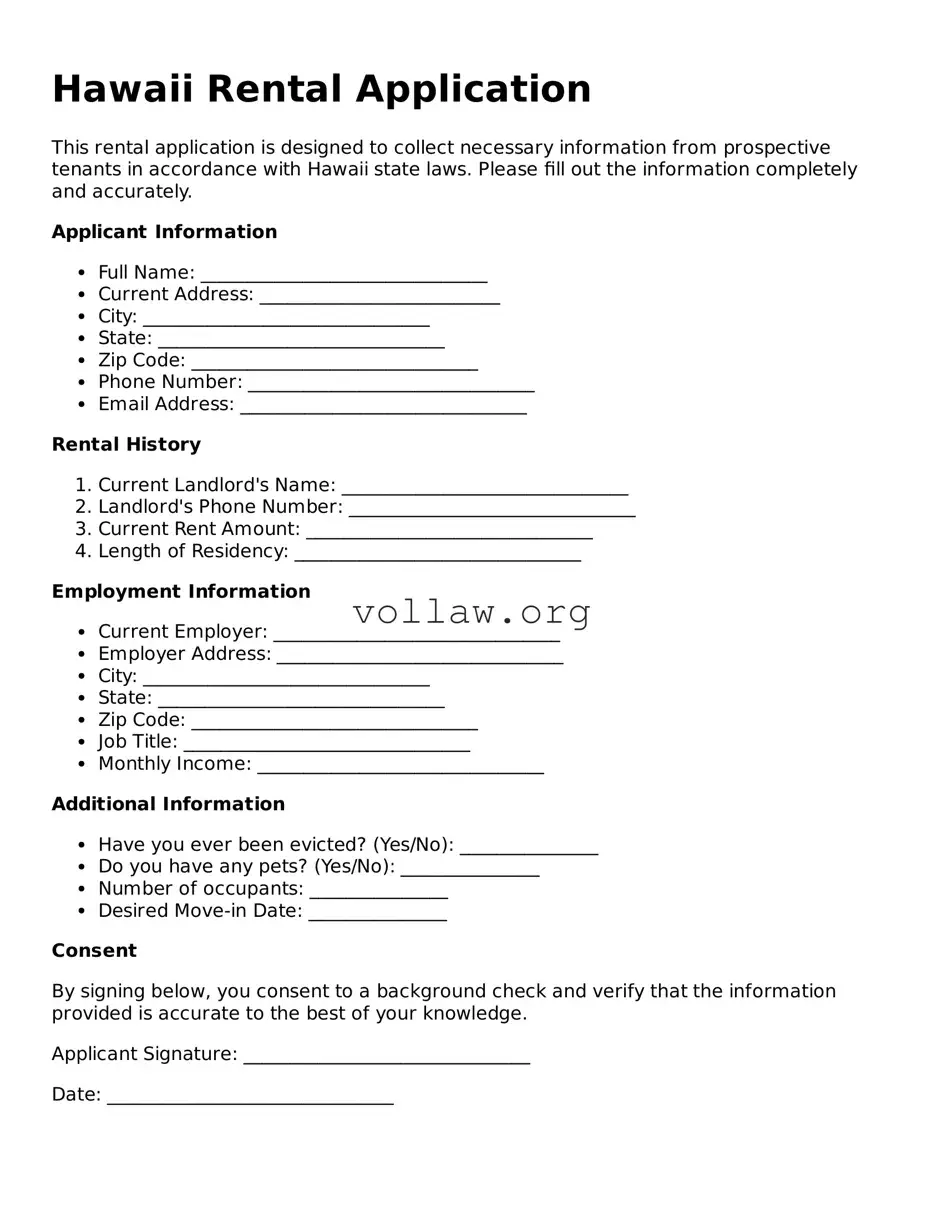 Attorney-Verified  Rental Application Form for Hawaii