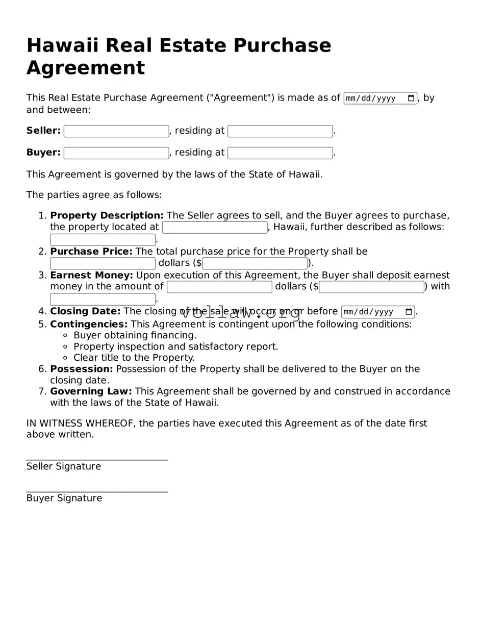 Attorney-Verified  Real Estate Purchase Agreement Form for Hawaii