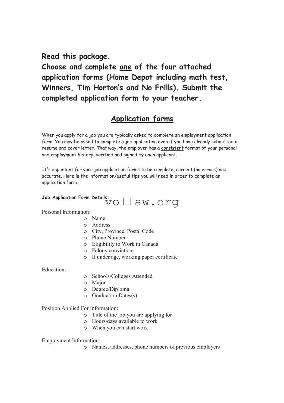 Home Depot Application Template