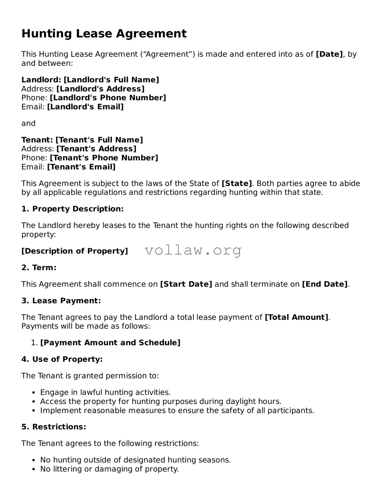 Free Hunting Lease Agreement Form