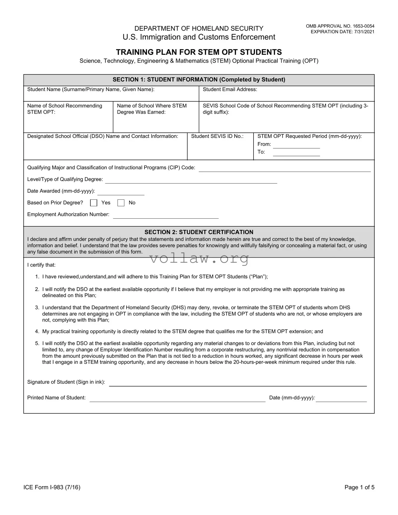 ICE I-983 Template