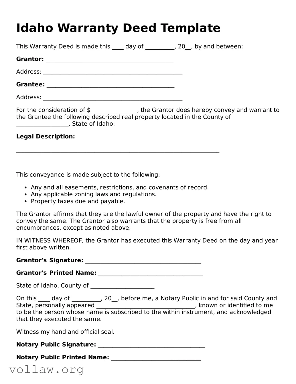Attorney-Verified  Deed Form for Idaho