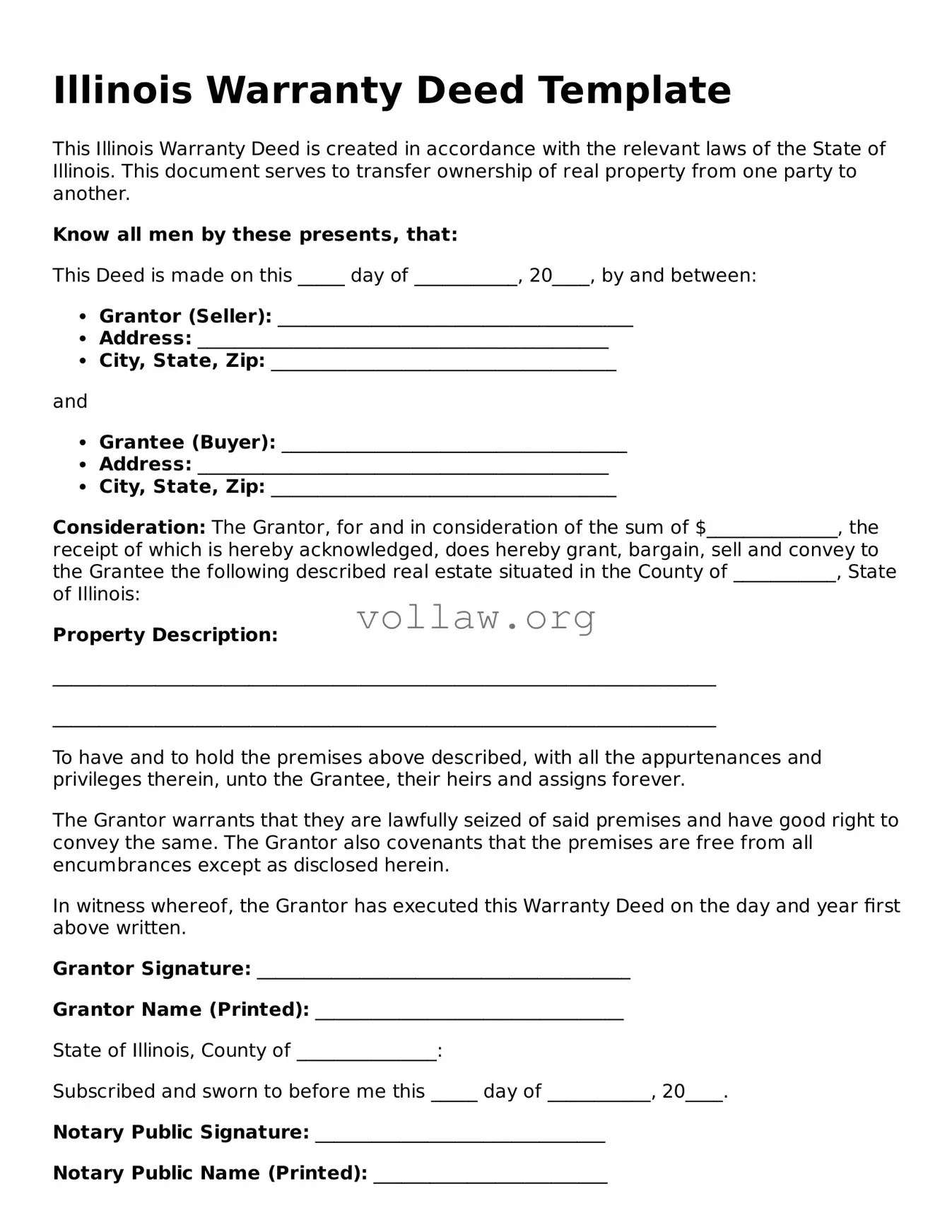 Attorney-Verified  Deed Form for Illinois
