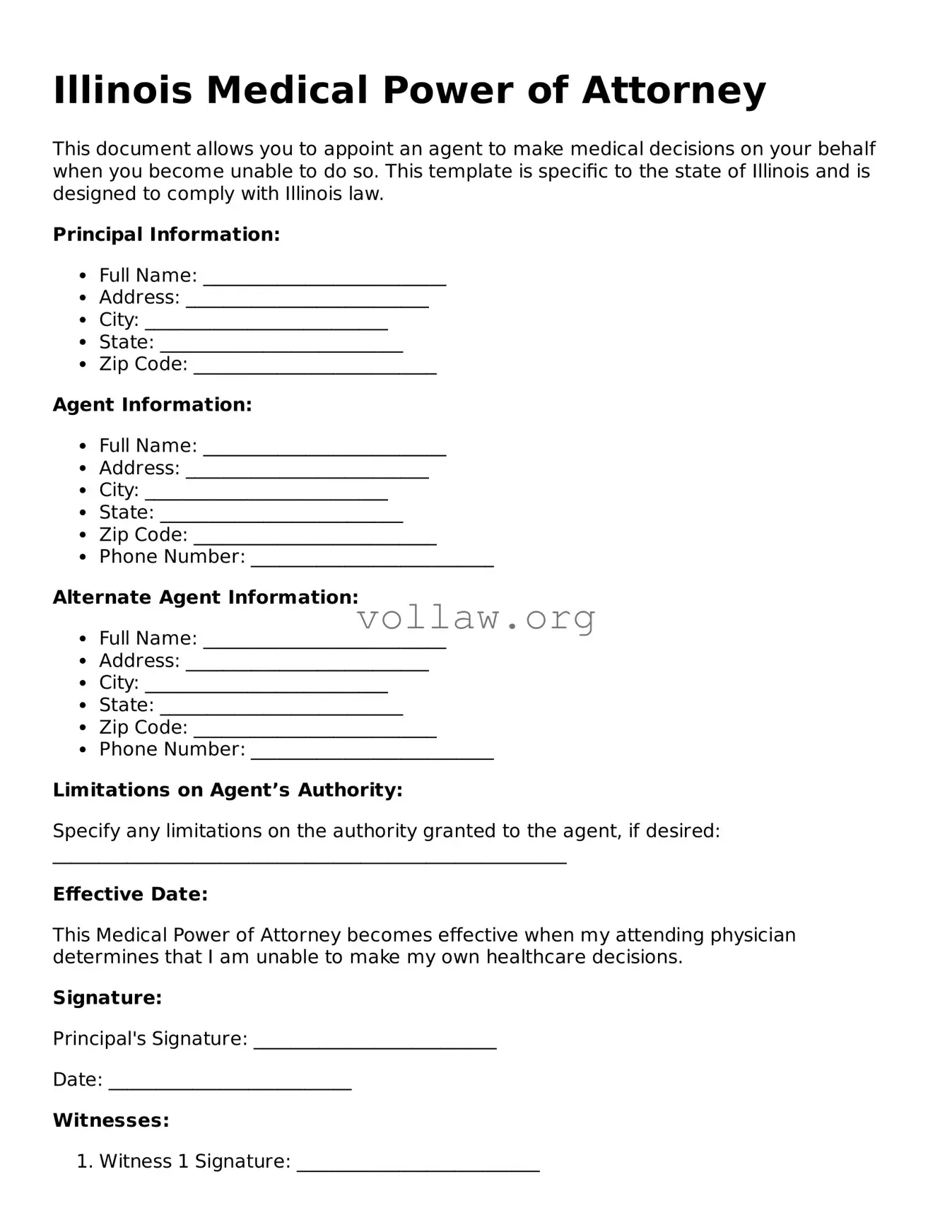 Attorney-Verified  Medical Power of Attorney Form for Illinois