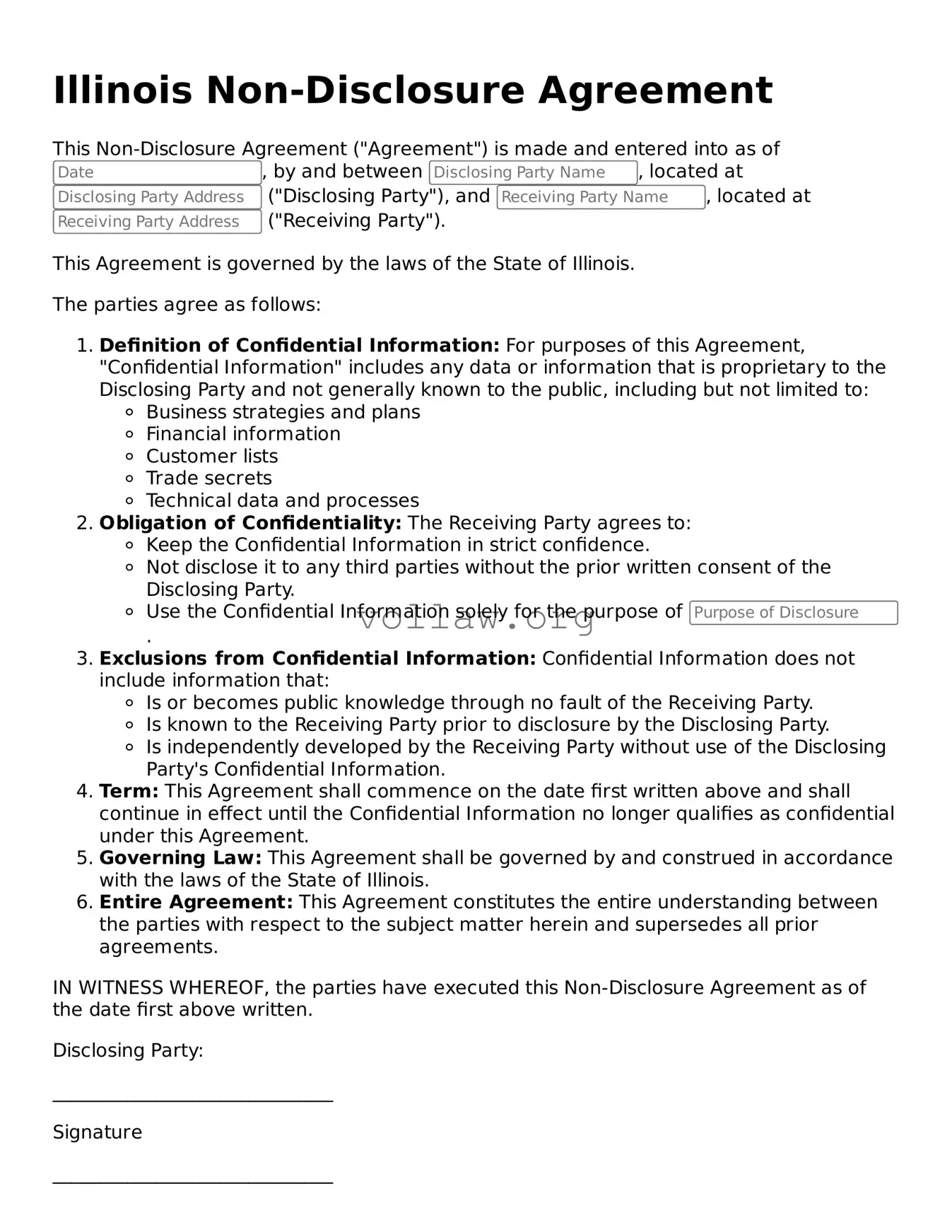 Attorney-Verified  Non-disclosure Agreement Form for Illinois