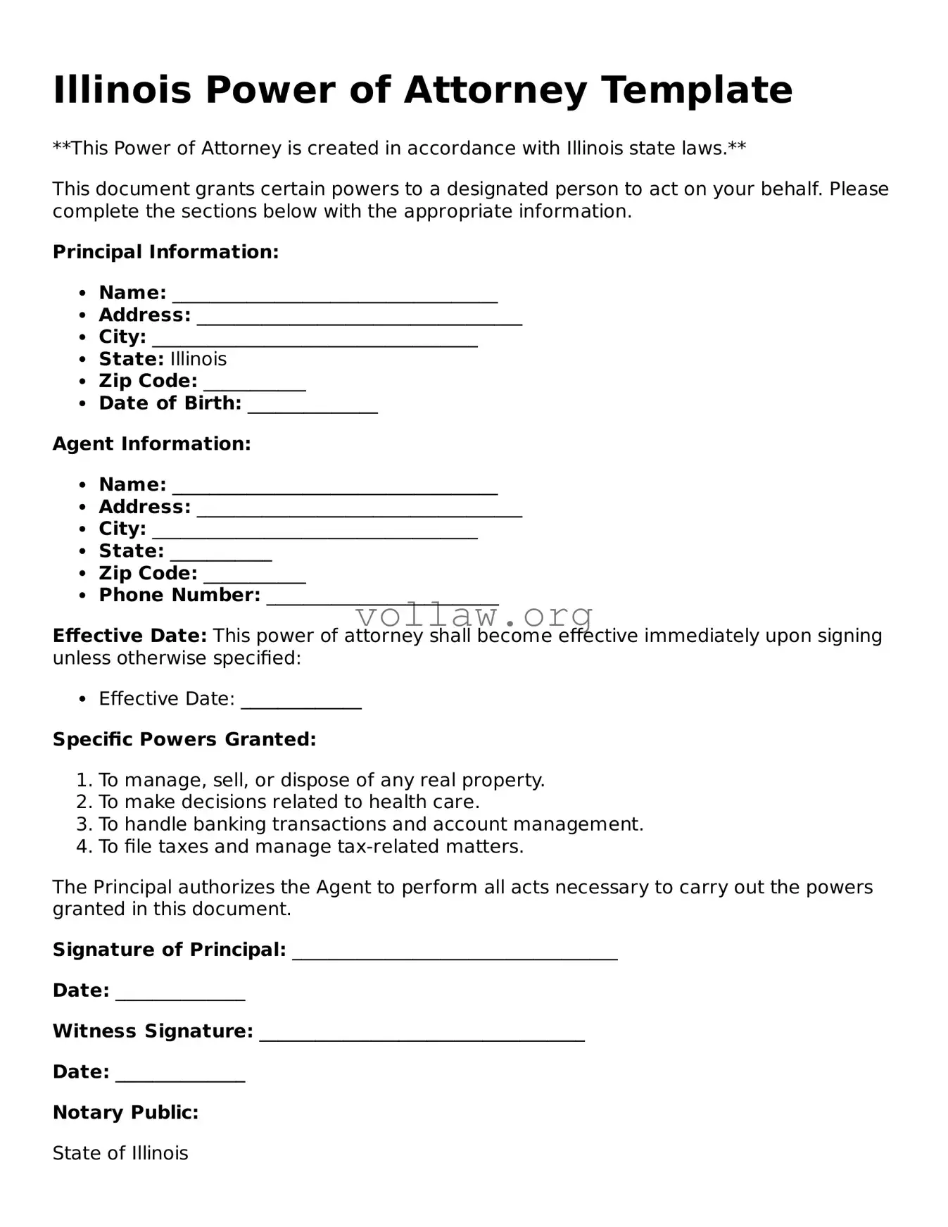 Attorney-Verified  Power of Attorney Form for Illinois