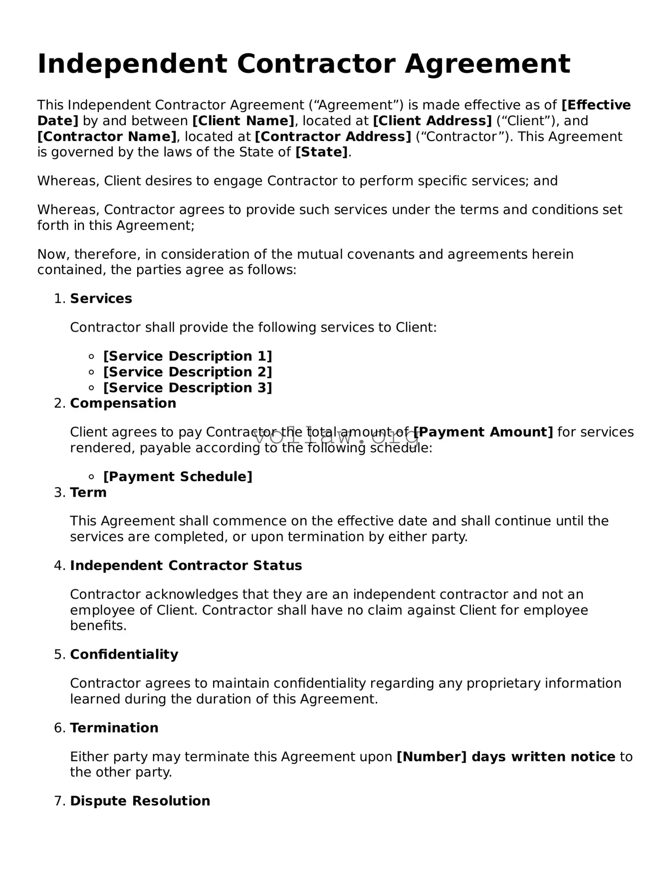 Free Independent Contractor Agreement Form