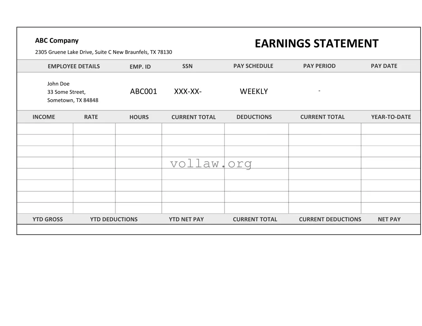 Independent Contractor Pay Stub Template