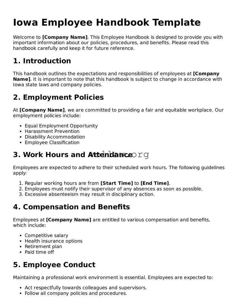Attorney-Verified  Employee Handbook Form for Iowa