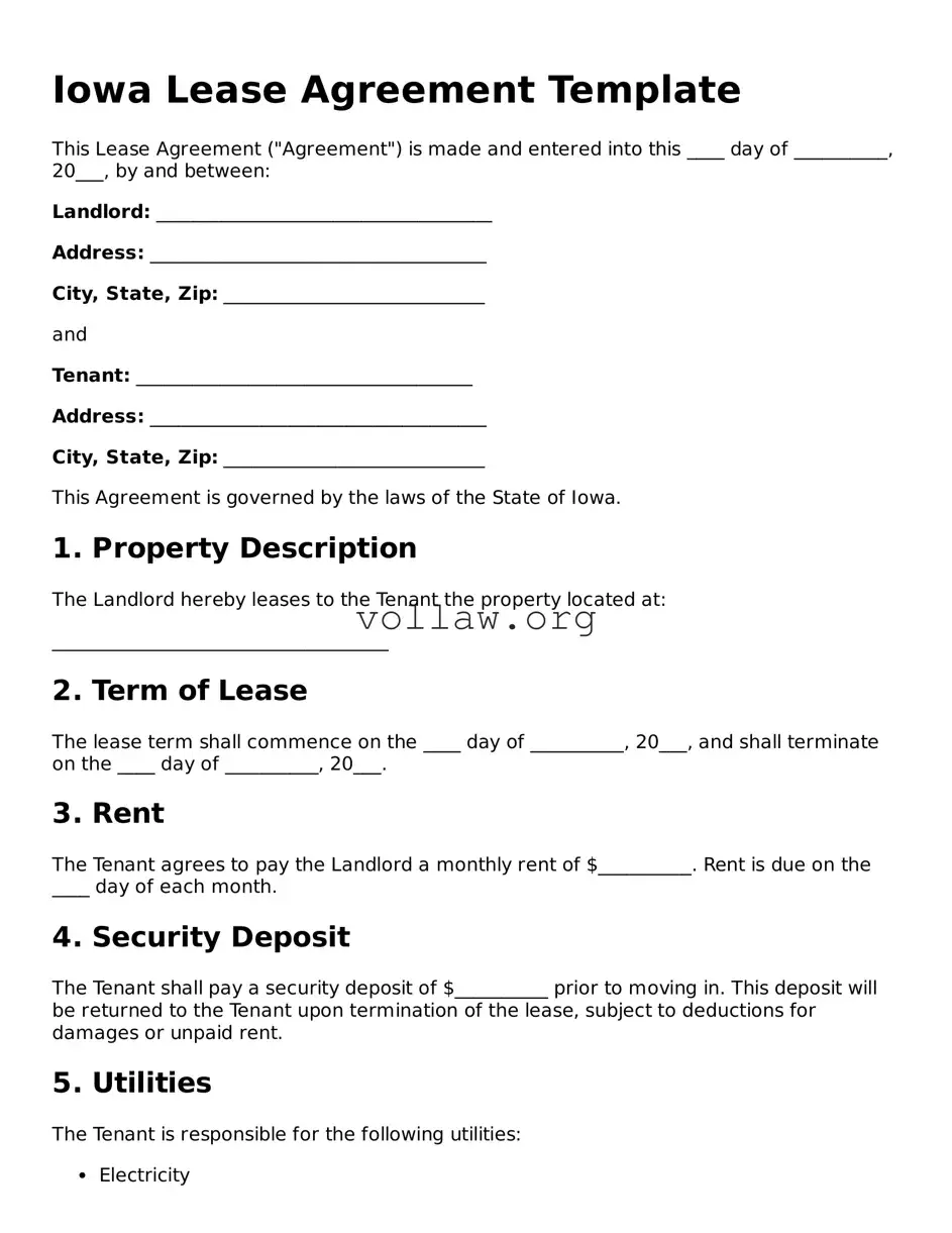 Attorney-Verified  Lease Agreement Form for Iowa