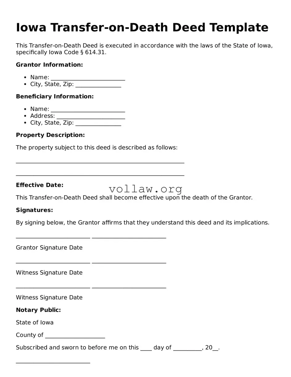 Attorney-Verified  Transfer-on-Death Deed Form for Iowa