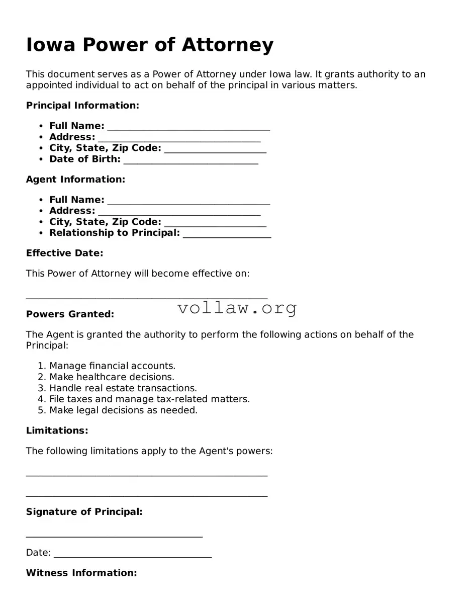 Attorney-Verified  Power of Attorney Form for Iowa