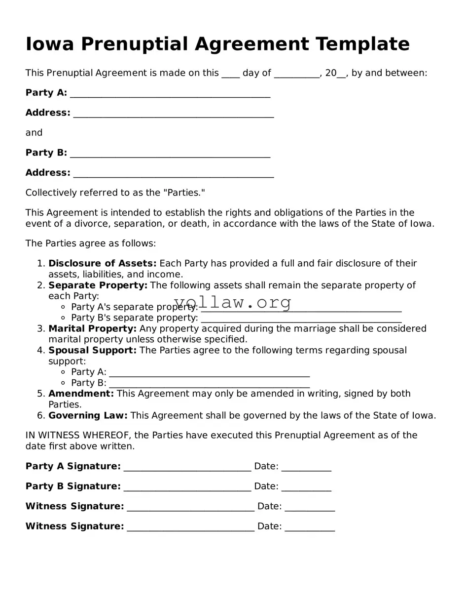 Attorney-Verified  Prenuptial Agreement Form for Iowa