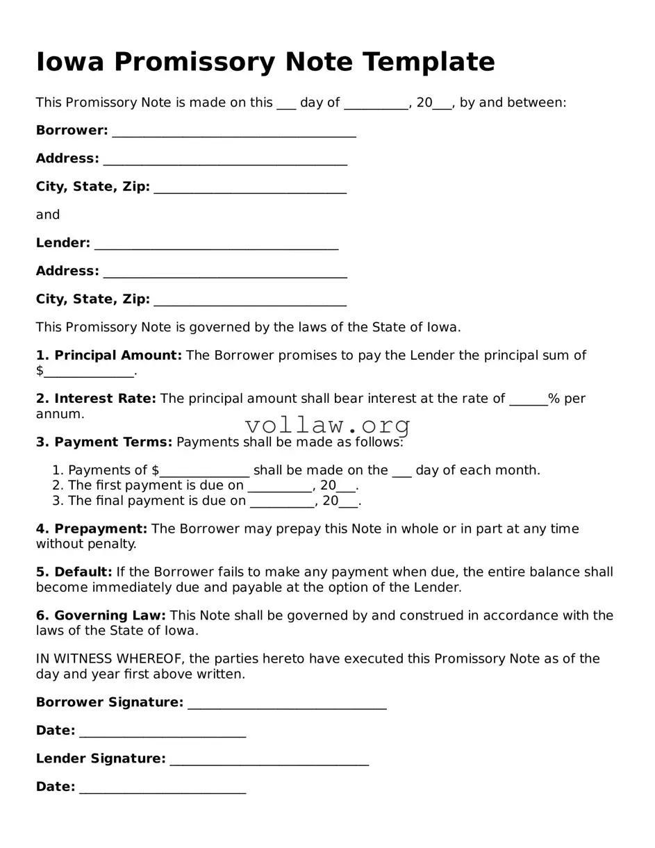 Attorney-Verified  Promissory Note Form for Iowa