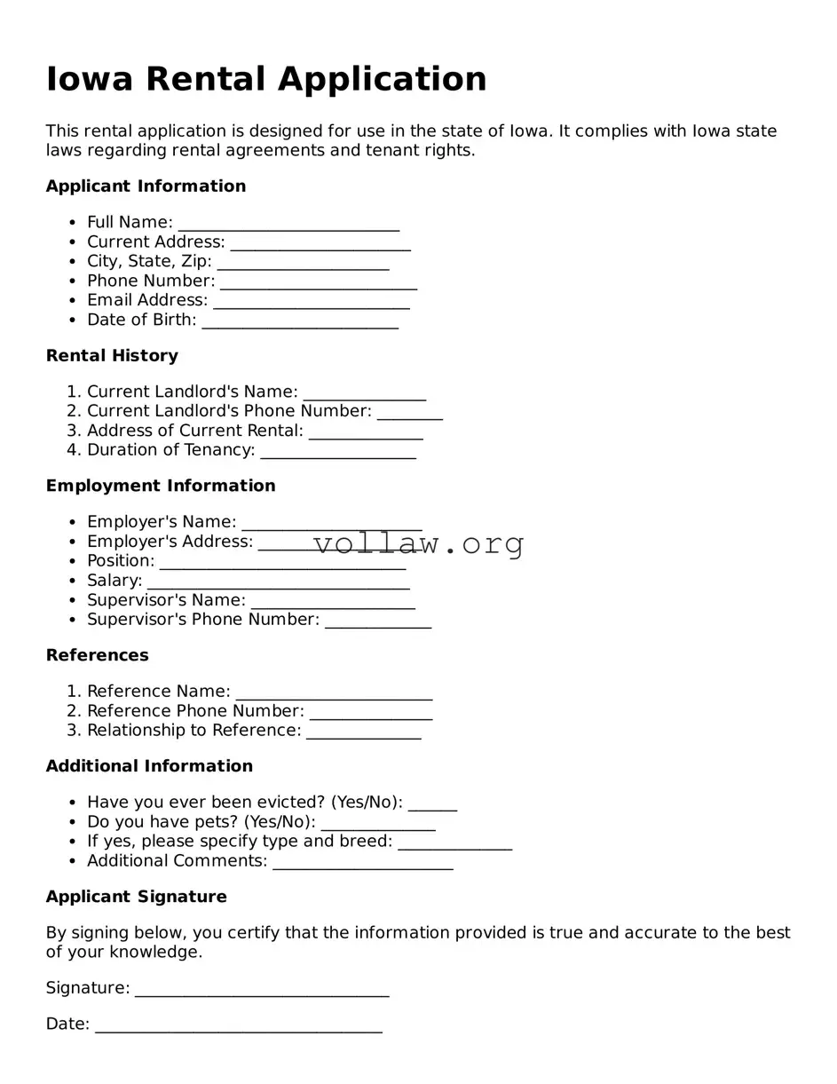 Attorney-Verified  Rental Application Form for Iowa
