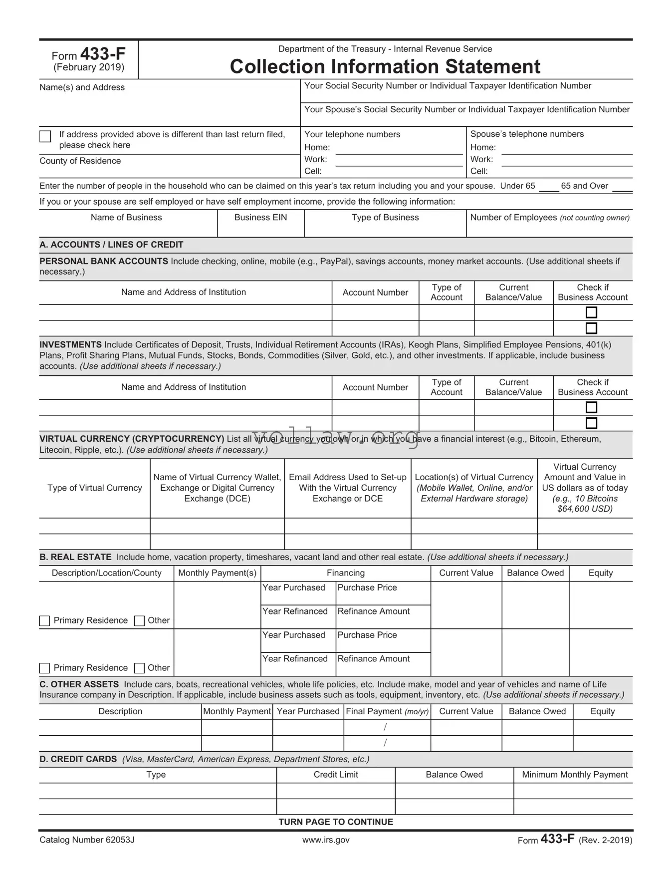IRS 433-F Template