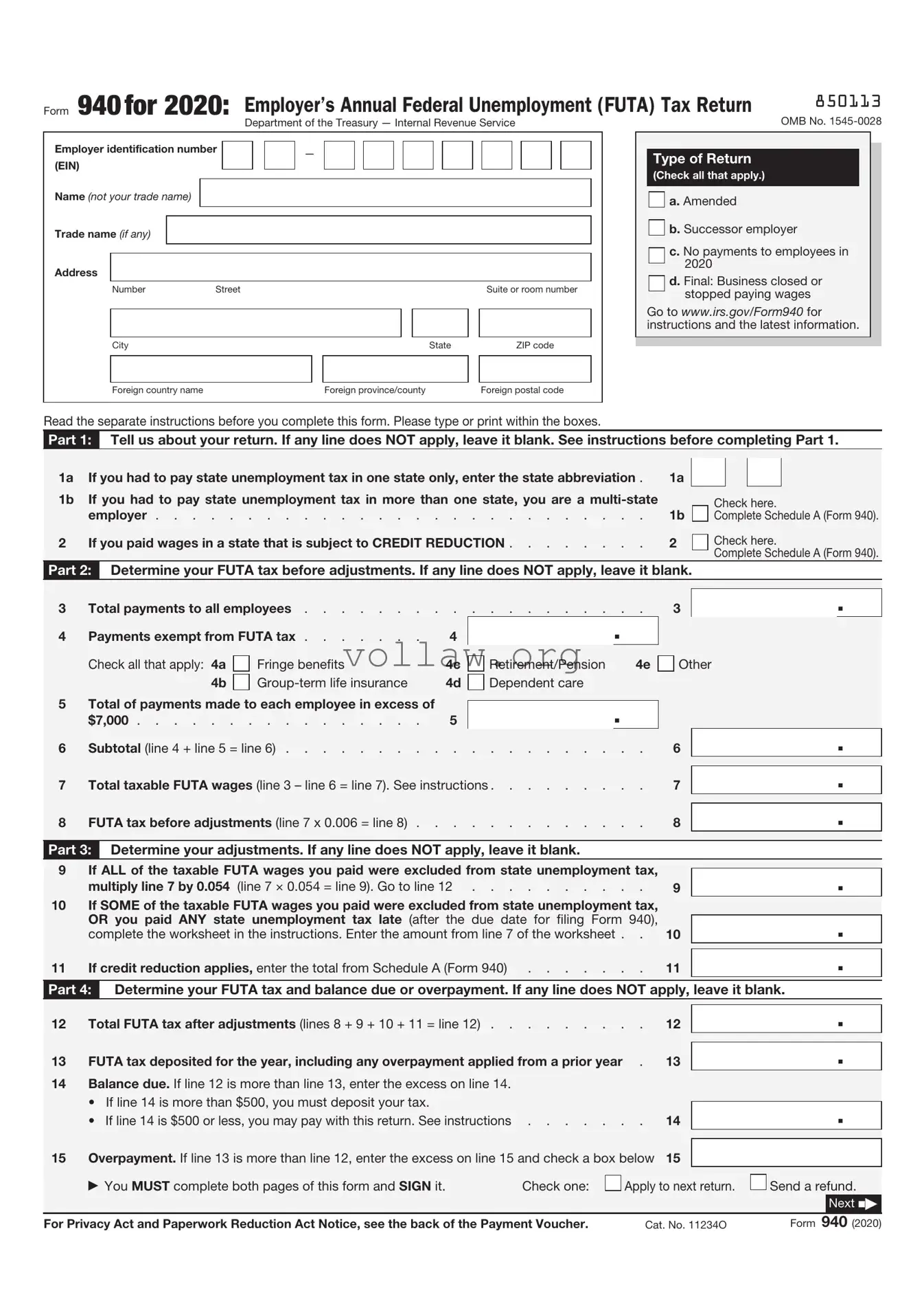 IRS 940 Template