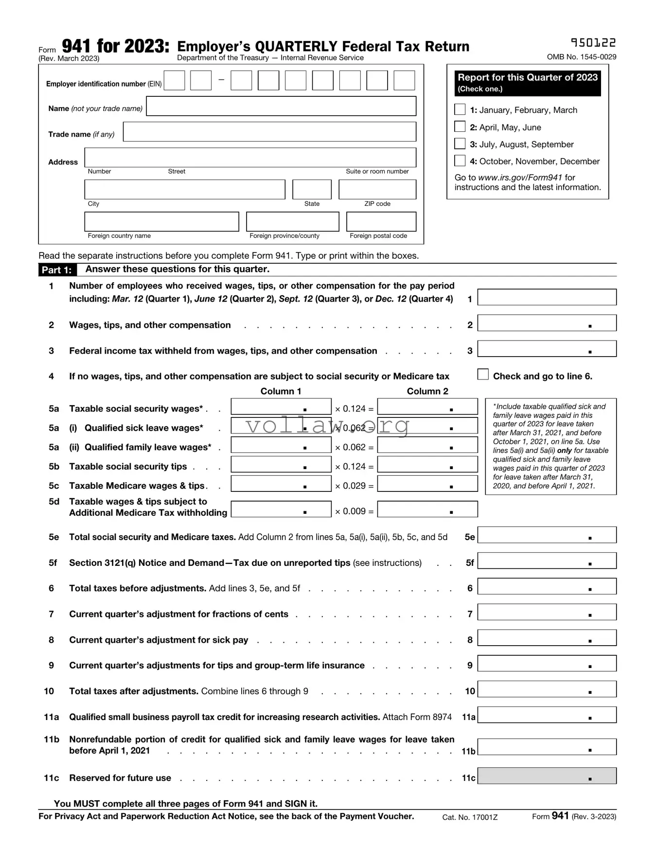 IRS 941 Template