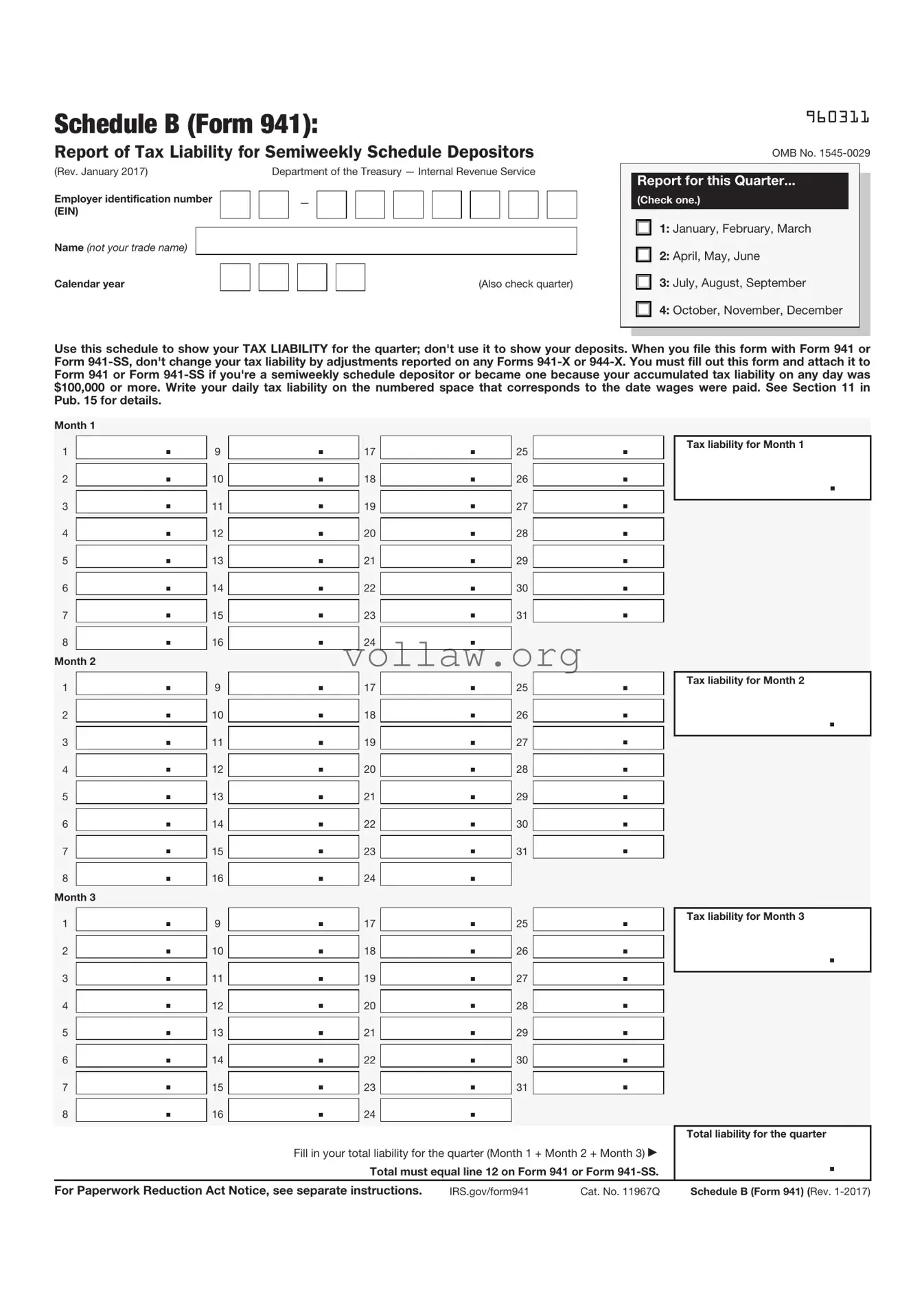 IRS Schedule B 941 Template