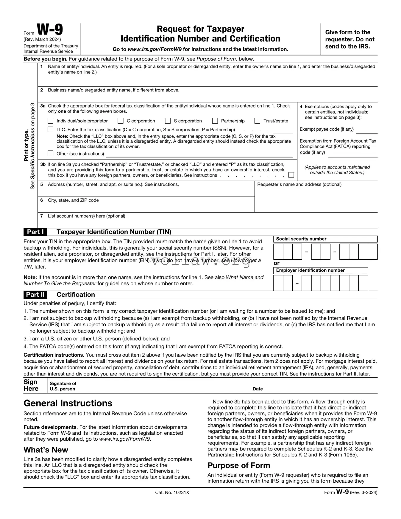 IRS W-9 Template