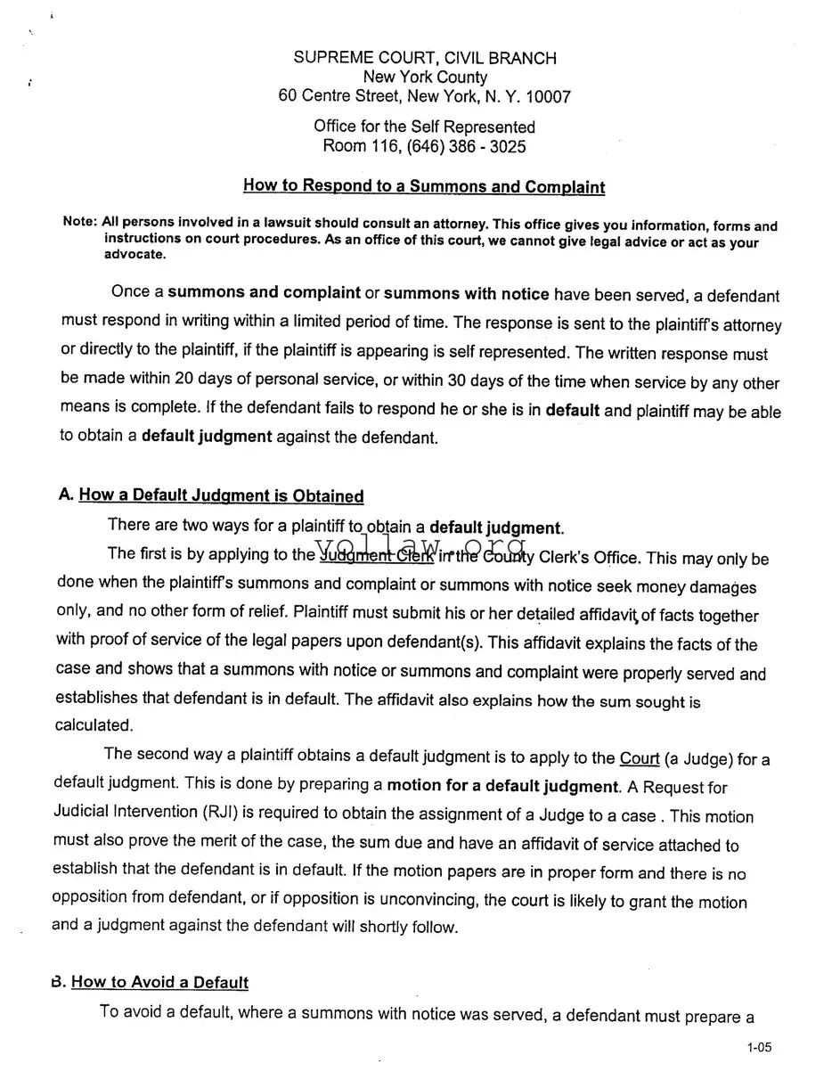 Response To A Summons Template