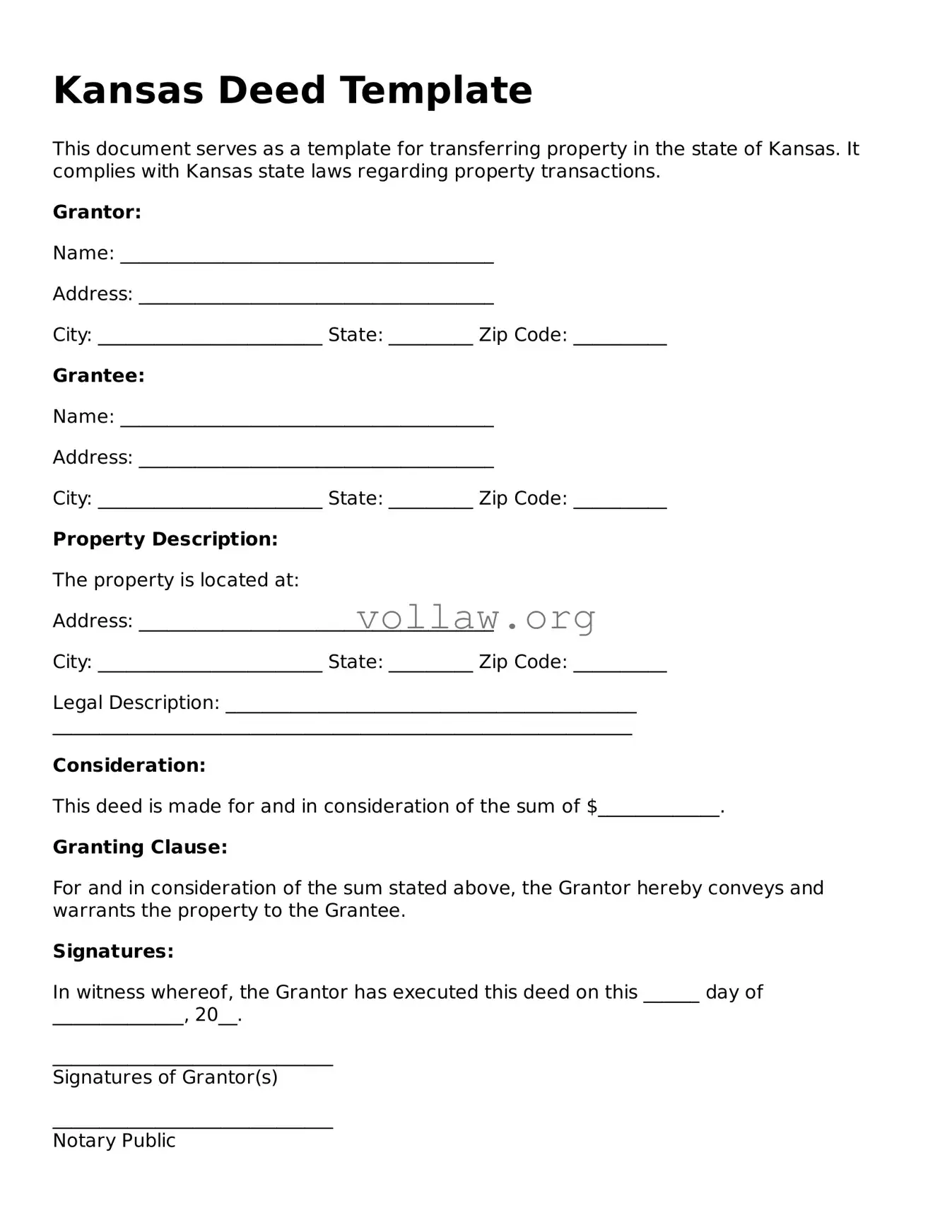 Attorney-Verified  Deed Form for Kansas