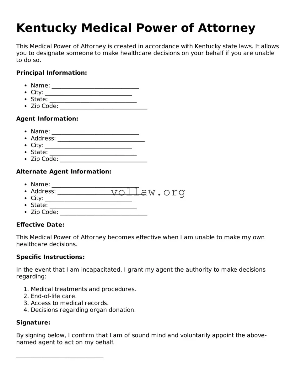 Attorney-Verified  Medical Power of Attorney Form for Kentucky