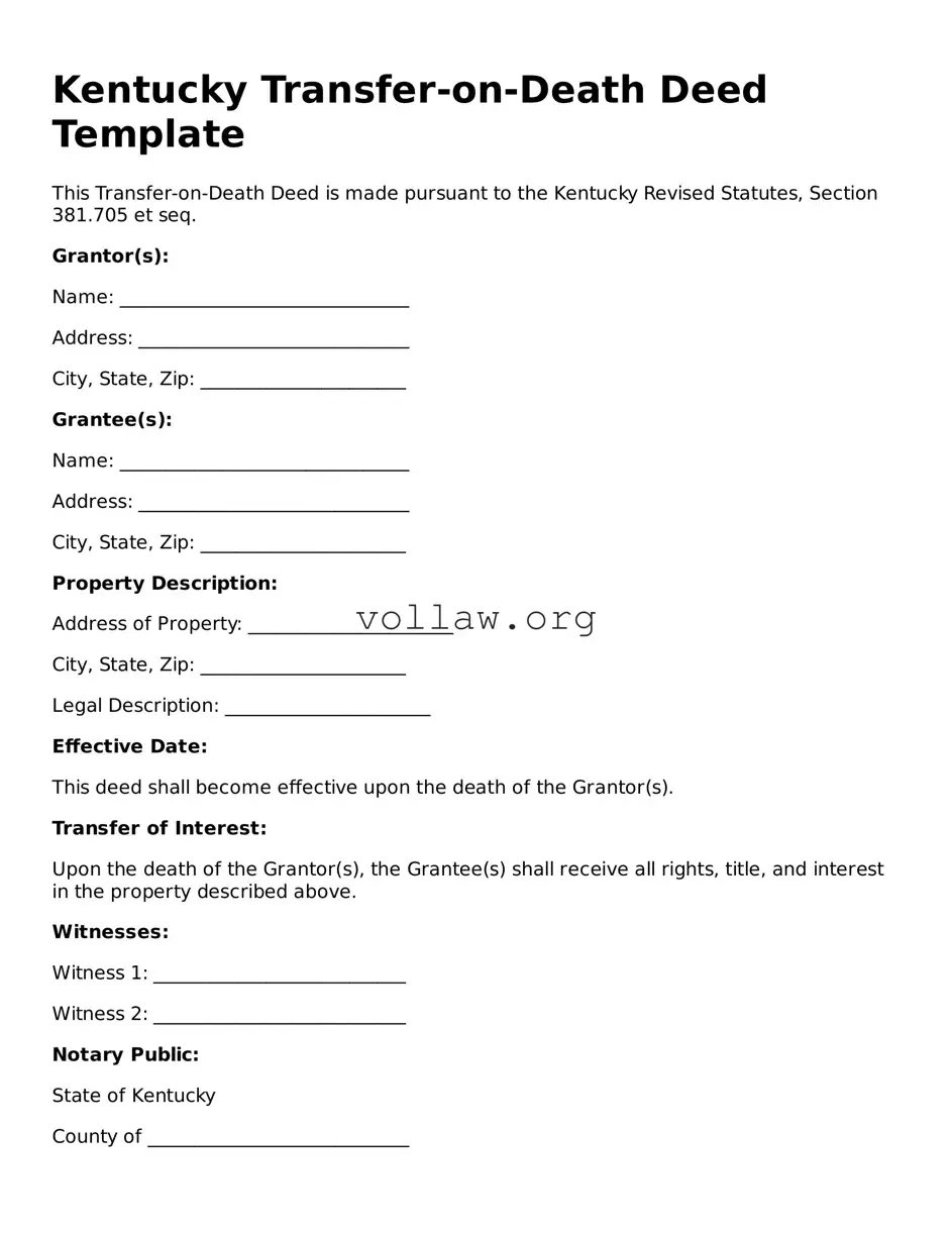 Attorney-Verified  Transfer-on-Death Deed Form for Kentucky