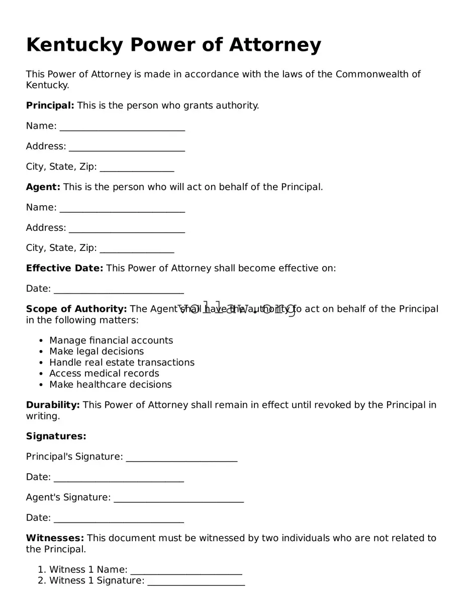 Attorney-Verified  Power of Attorney Form for Kentucky