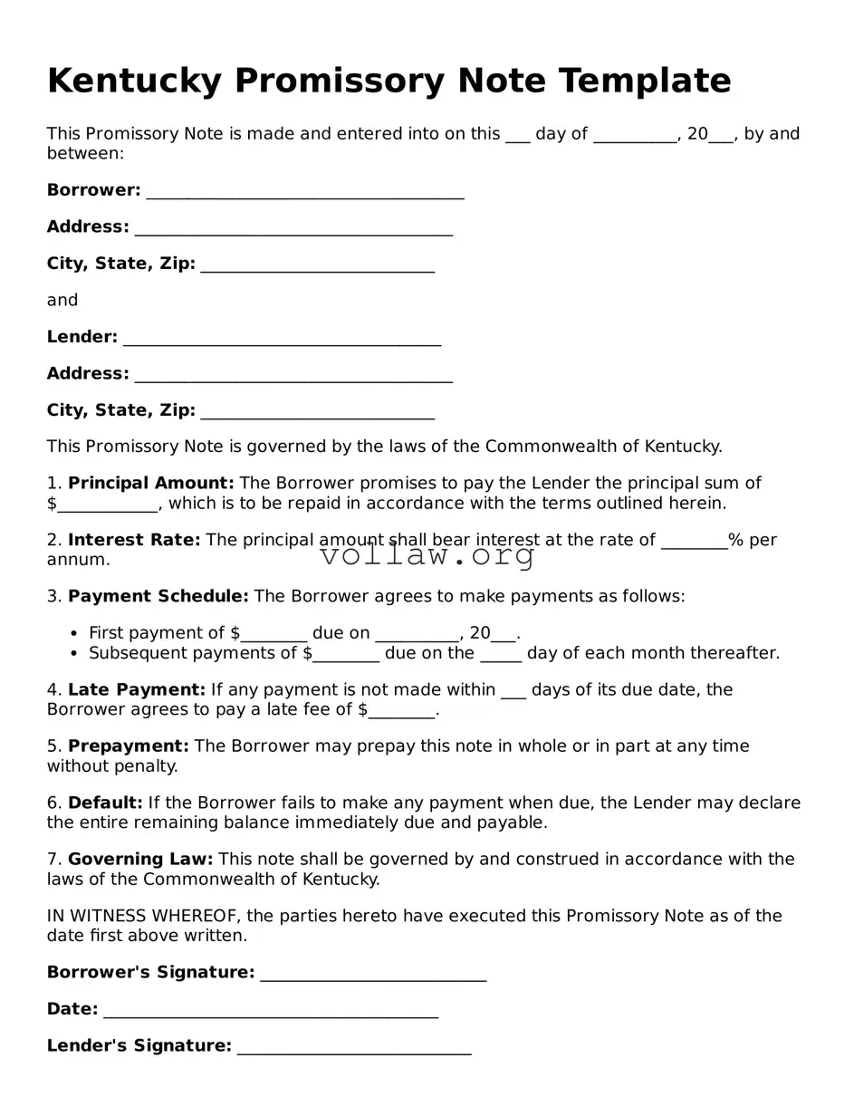 Attorney-Verified  Promissory Note Form for Kentucky