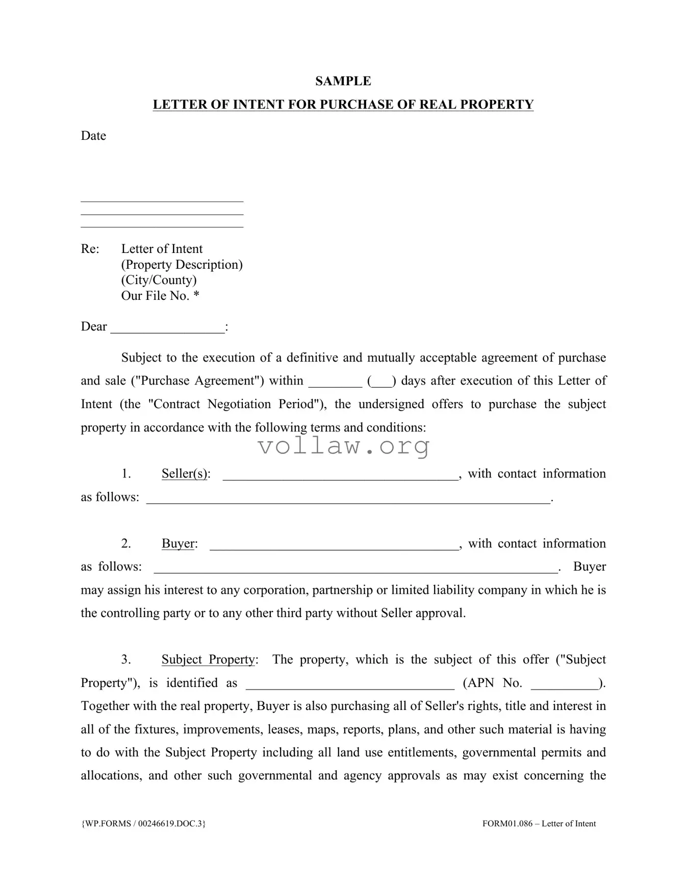 Letter To Purchase Land Template