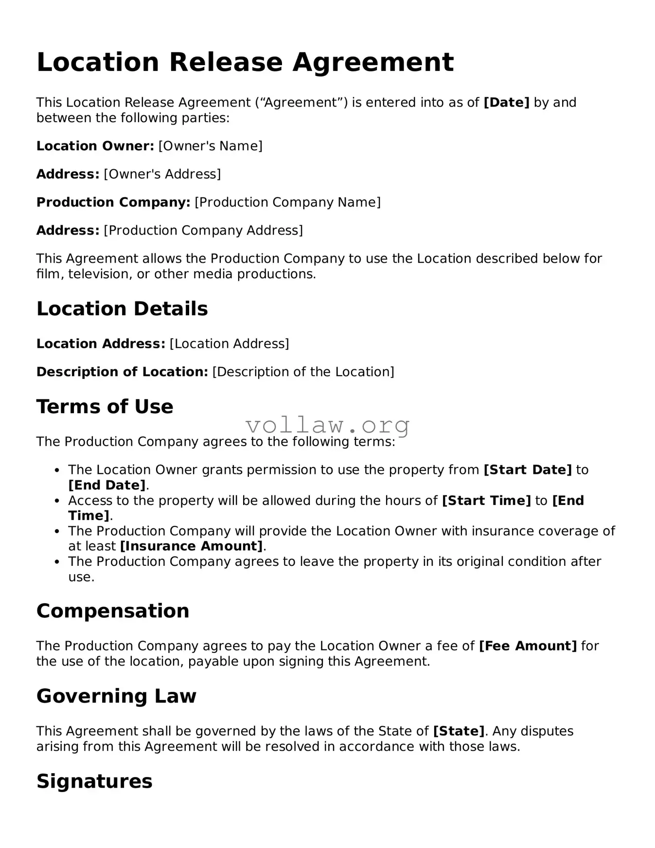 Free Location Release Form