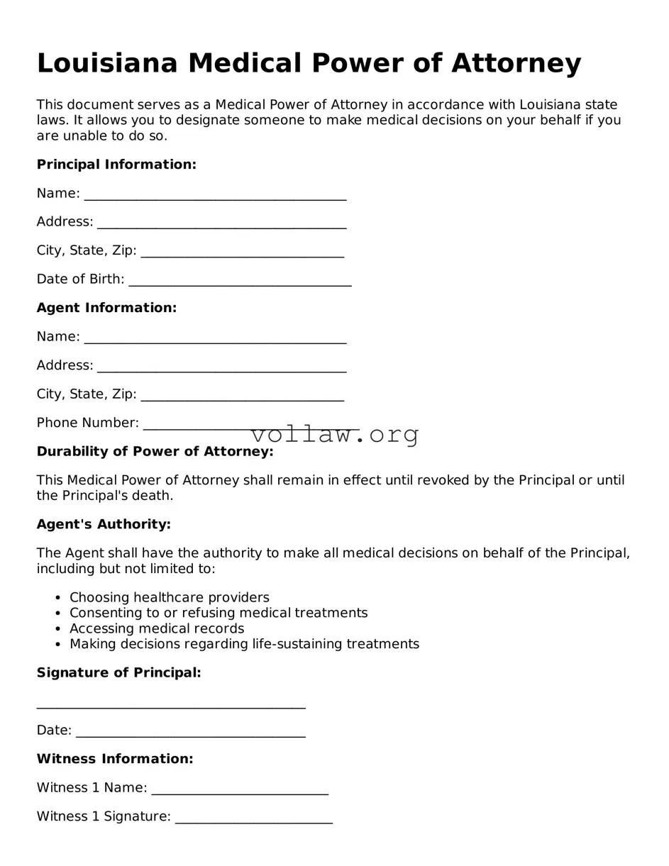 Attorney-Verified  Medical Power of Attorney Form for Louisiana