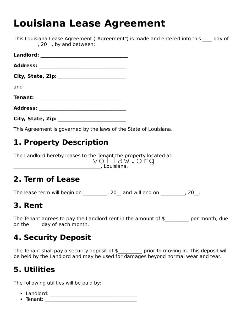 Attorney-Verified  Lease Agreement Form for Louisiana