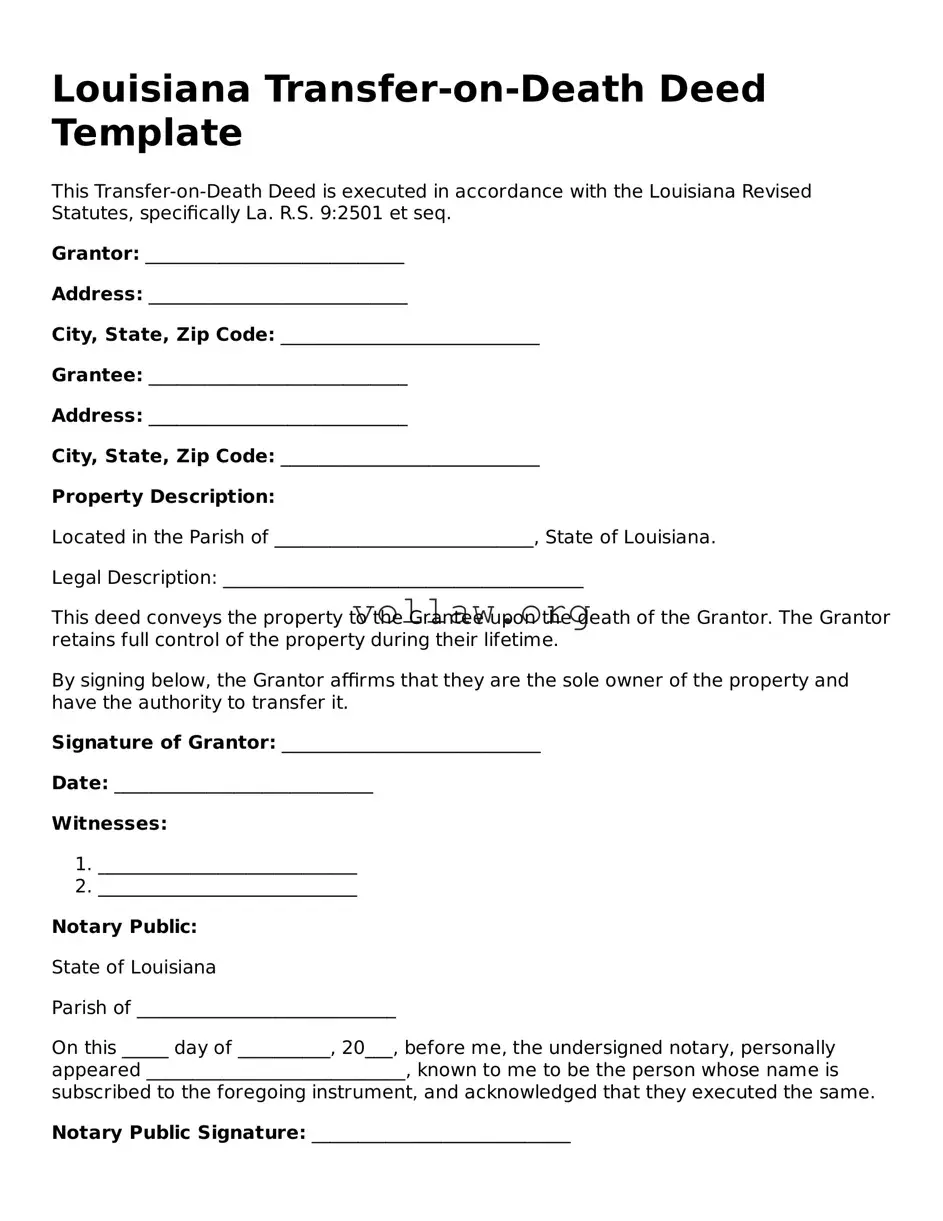 Attorney-Verified  Transfer-on-Death Deed Form for Louisiana