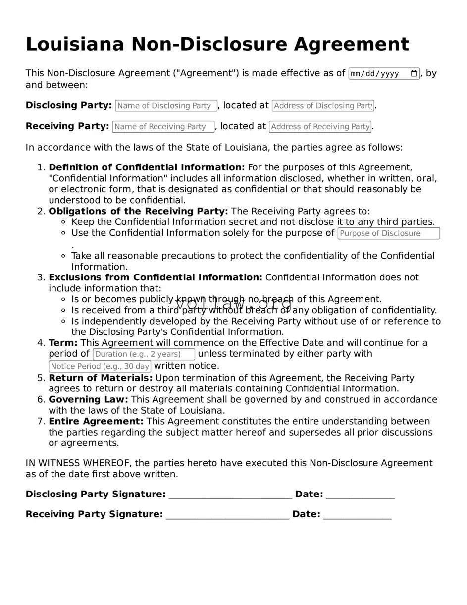 Attorney-Verified  Non-disclosure Agreement Form for Louisiana