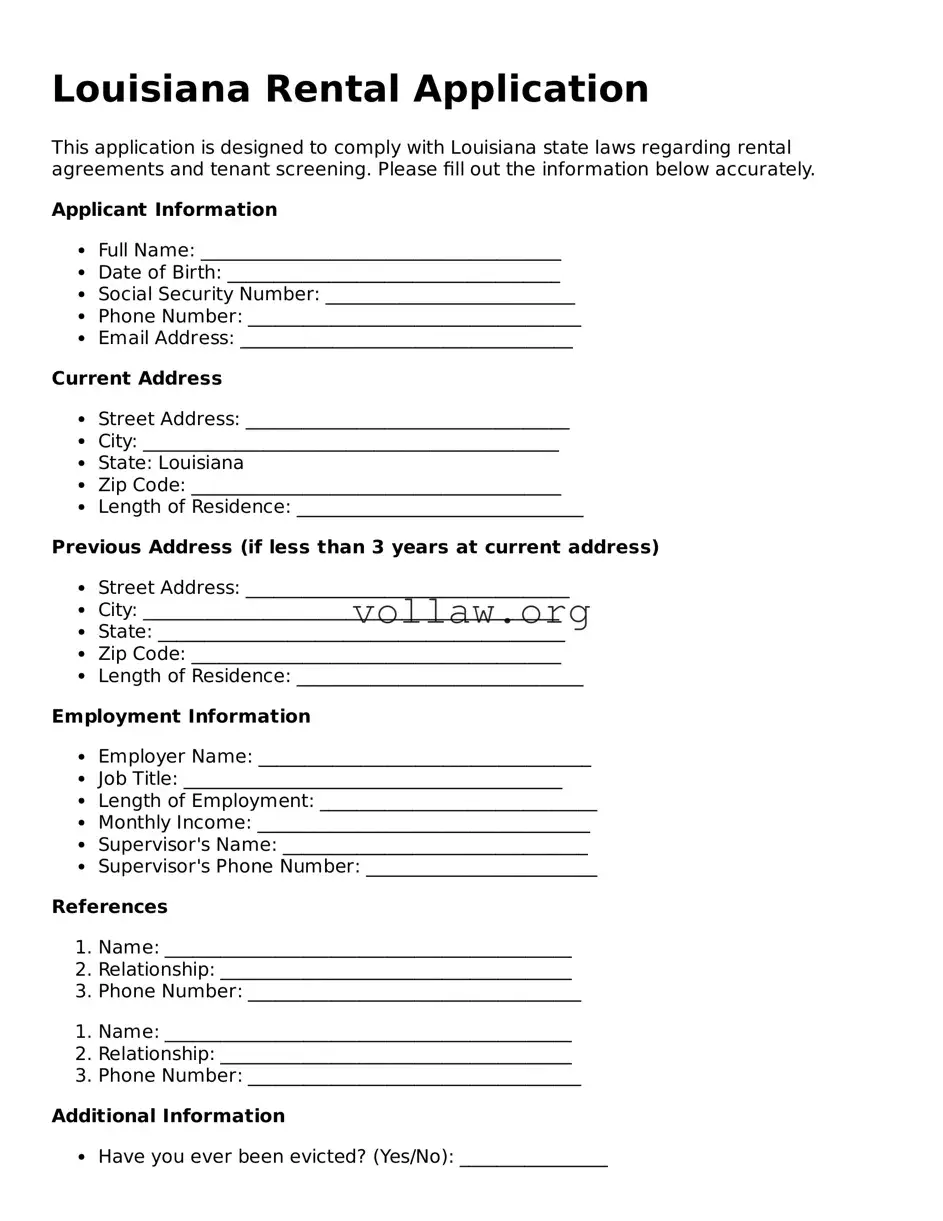 Attorney-Verified  Rental Application Form for Louisiana